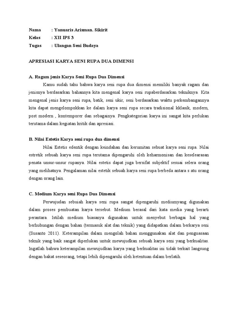 Kualitas dan Jenis Karya Seni Rupa | PDF | Kajian Bahasa Asing | Seni