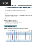 Supplementary G: Citing Related Literature Using Standard Style