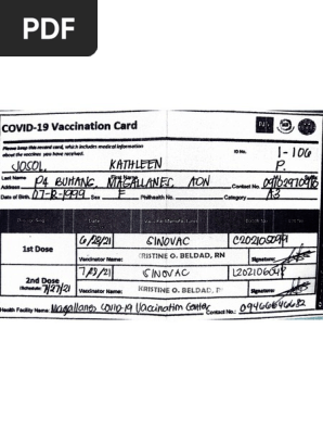 COVID 19 Vaccination Card