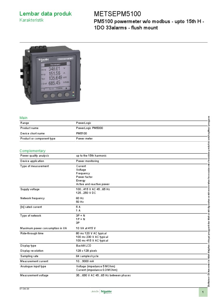 PowerLogic PM5000 Series - METSEPM5100 | PDF | Alternating Current | Ac ...