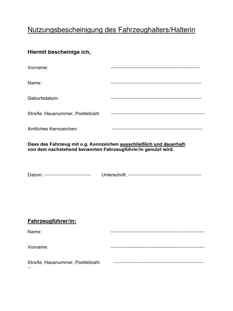 Nutzungsnachweis Pkw Berlin
