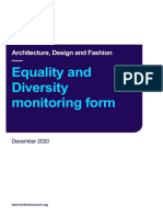 Equality and Diversity Monitoring Form: Architecture, Design and Fashion