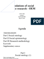 Foundations of Social Science Research - Oem: Sosc 1000 Jan Krouzil PHD May 18, 2021
