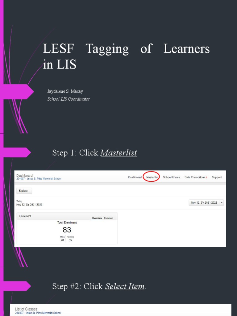 LESF Tagging of Learners in LIS | PDF