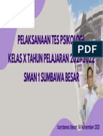 Pelaksanaan Tes Psikologi Kelas X Tahun Pelajaran 2021-2022