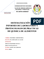 Sistematización de Informes de Laboratorio Y Protocologos de Practicas de Quimica de Alimentos