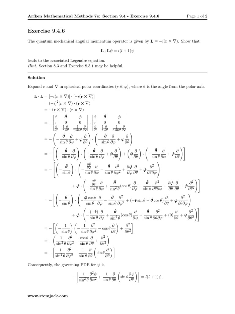 Quantum Angular Momentum PDE Solution | PDF | Classical Mechanics ...