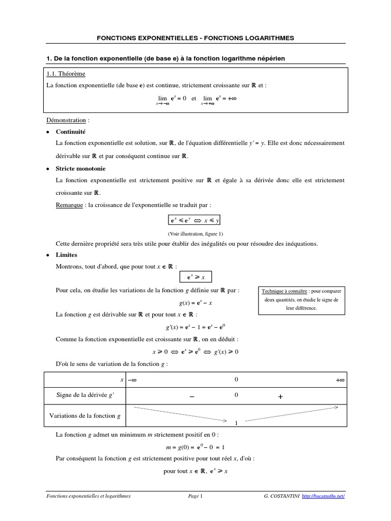 Fonction Exponentielle Exercices Et Problèmes Corrigés Pdf FONCTIONS EXPONENTIELLES - FONCTIONS LOGARITHMES Terminale S | PDF | Fonction  exponentielle | Fonction (Mathématiques)
