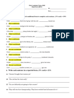 Write Each Sentence in A Reported Form. (3% Each) 21%