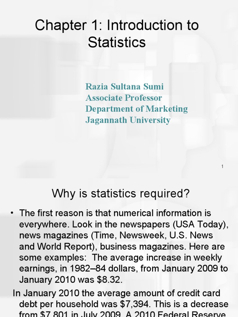 Chapter 1: Introduction To Statistics | PDF | Experiment | Statistics