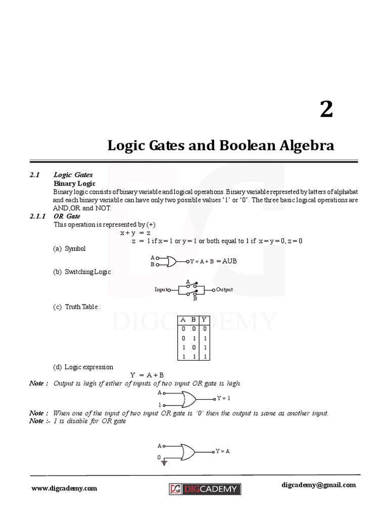 Logic Gates and Boolean Algebra Overview | PDF | Logic Gate | Teaching ...