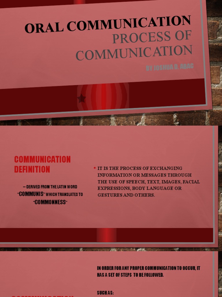 Oral Communicati ON: Process of Communication | PDF