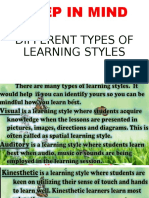 Keep in Mind: Different Types of Learning Styles