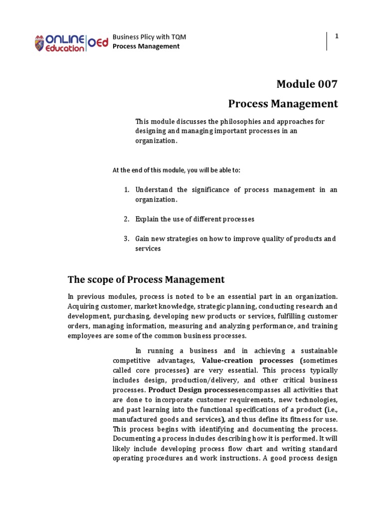 Week 9 - Lesson 7 - Process Management | PDF | Business Process ...