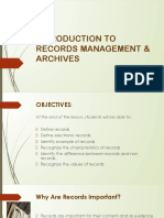 Introduction To Records Management & Archives