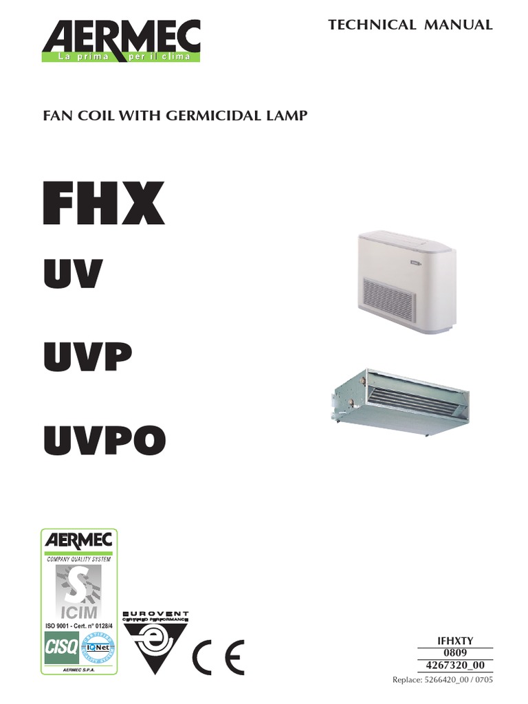 Aermec FHX UV-UVP-UVPO Technical Manual Eng | PDF
