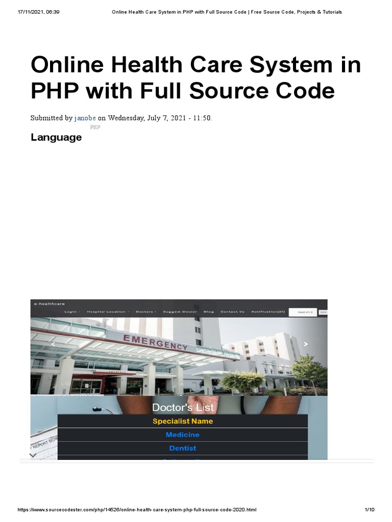 Online Health Care System in PHP With Full Source Code - Free Source ...