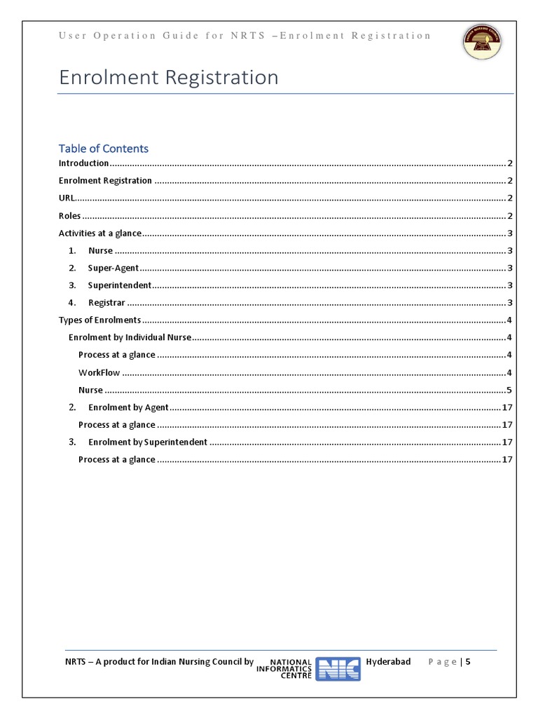 User Operation Guide For NRTS - Enrolment Registration | PDF ...
