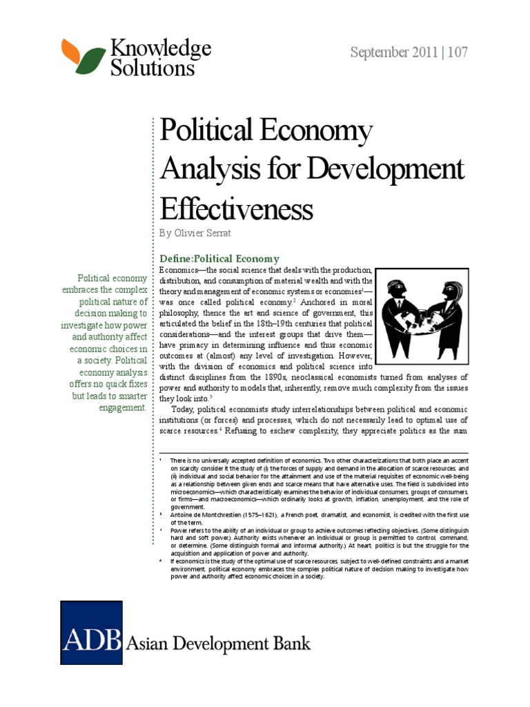 Political Economy Analysis For Development Effectiveness: Knowledge ...