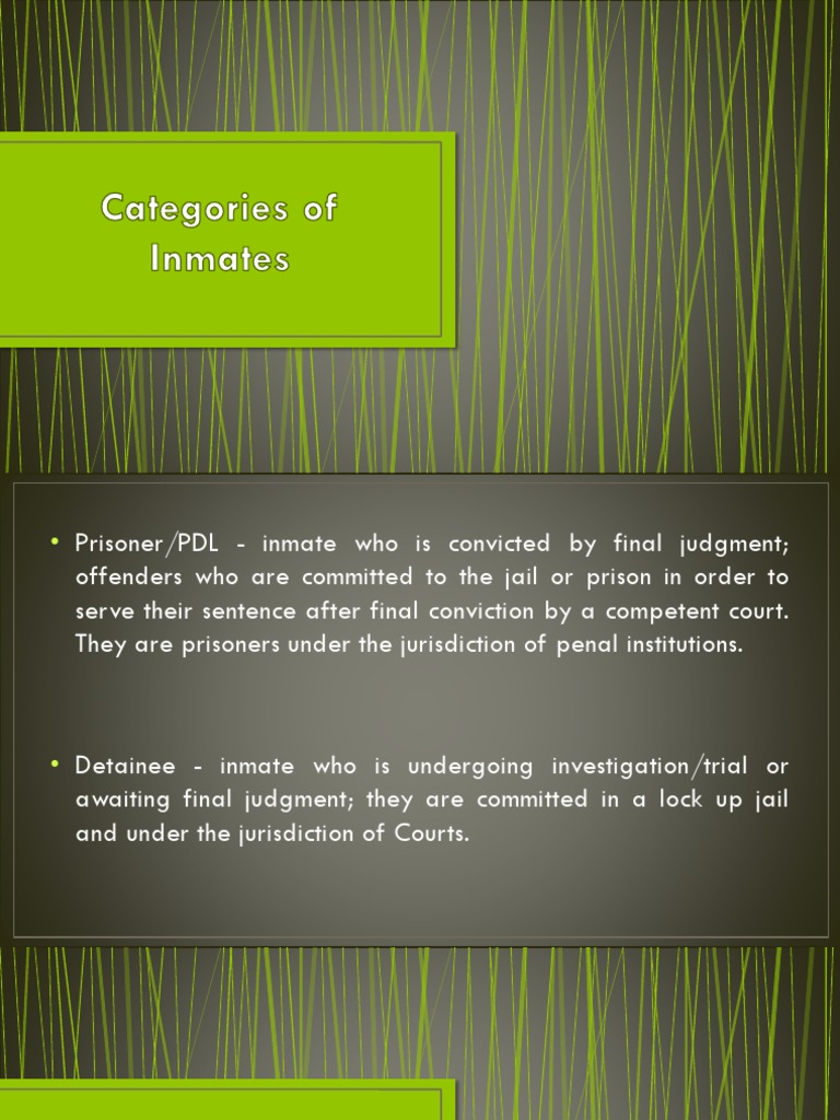 2 Categories of Inmates PDF Prison Detention (Imprisonment)
