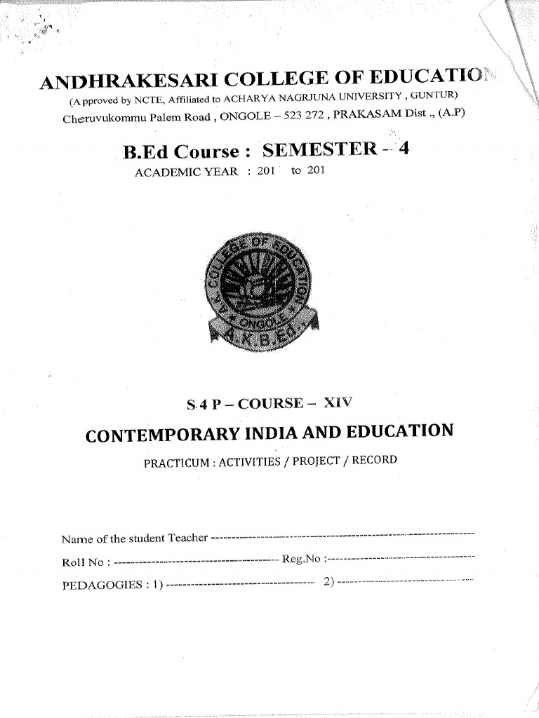 4th Sem Contemporary India and Education | PDF