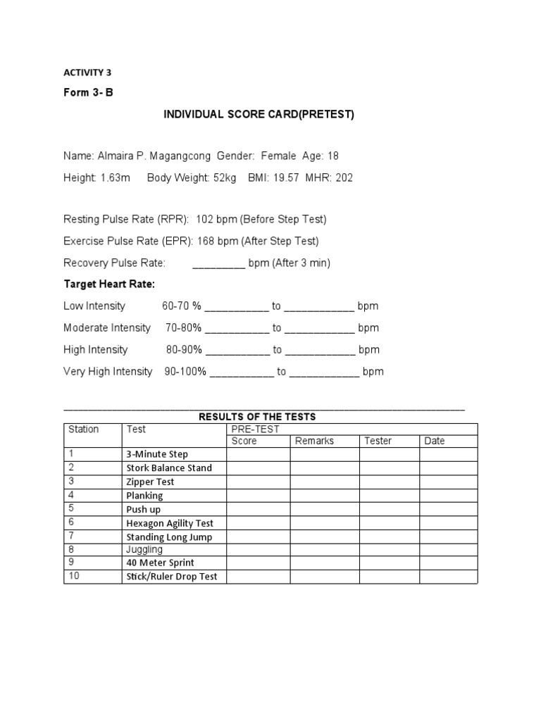 Form 3 (PRE-TEST) | PDF