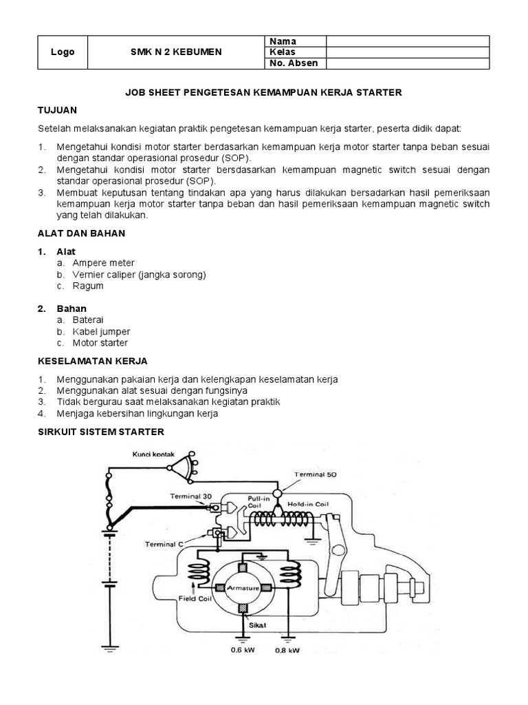 Cara Tes Kerja Starter Motor Secara Menyeluruh Pdf