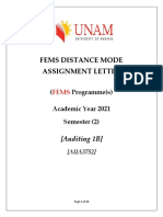 2021 Distance Assignments - AUA3752 Auditing 1B