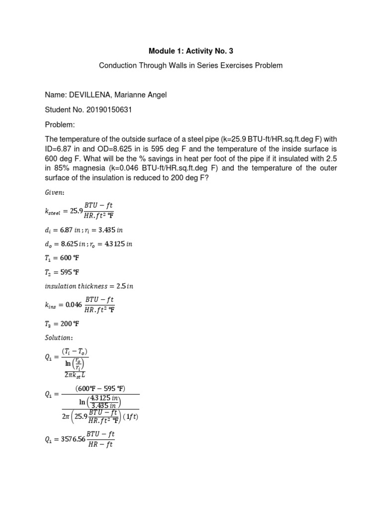 Heat Savings Calculation for Insulated Pipe | PDF | Teaching Methods ...