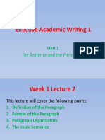 Effective Academic Writing 1: The Sentence and The Paragraph