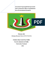 Review Jurnal Internasional Yang berjudul Entrepreneurial leadership and business performance Effect of organizational innovation and environmental dynamism Bintang Harsanto Putra NPM 193515516156