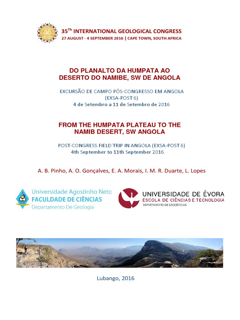 Guide Book - SW Angola - 35IGC - 2016 | PDF | Angola | Namíbia