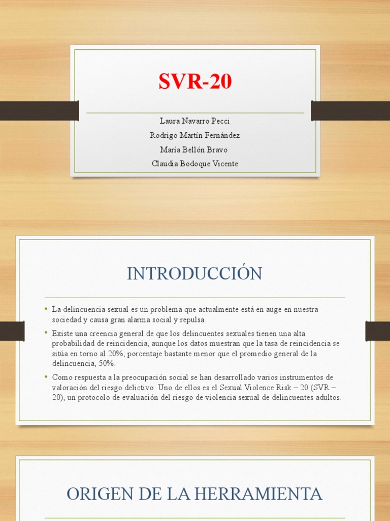 Evaluación del SVR-20 en delincuencia sexual | PDF | Violencia ...