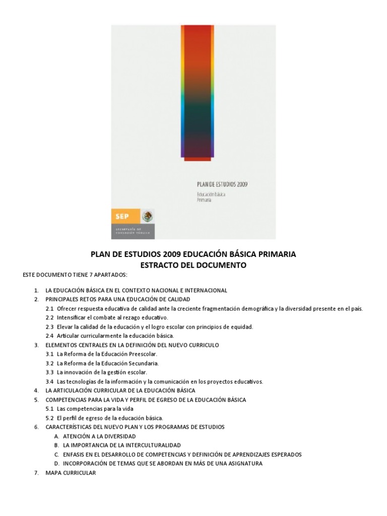 Plan de Estudios 2009 Educación Primaria | PDF | Educación primaria ...