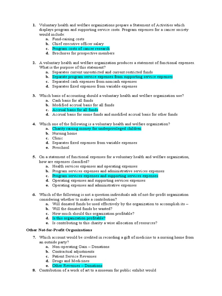 NPO-Multiple Choice Questions PART X | PDF | Expense | Fund Accounting