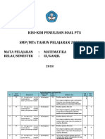 Kisi - Kisi MTK KLS Ix PTS 2018 (Kur. 2006)