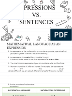 Expressions vs. Sentences: The Building Blocks of Mathematical Language