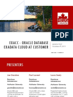 Exacc - Oracle Database Exadata Cloud at Customer: SESSION 7037 November 6, 2019