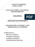 Filipino Applied Economics: Business Enterprise Simulation Business Ethics and Social Responsibility