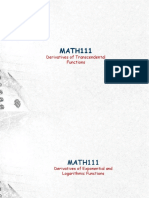 MATH111: Derivatives of Transcendental Functions