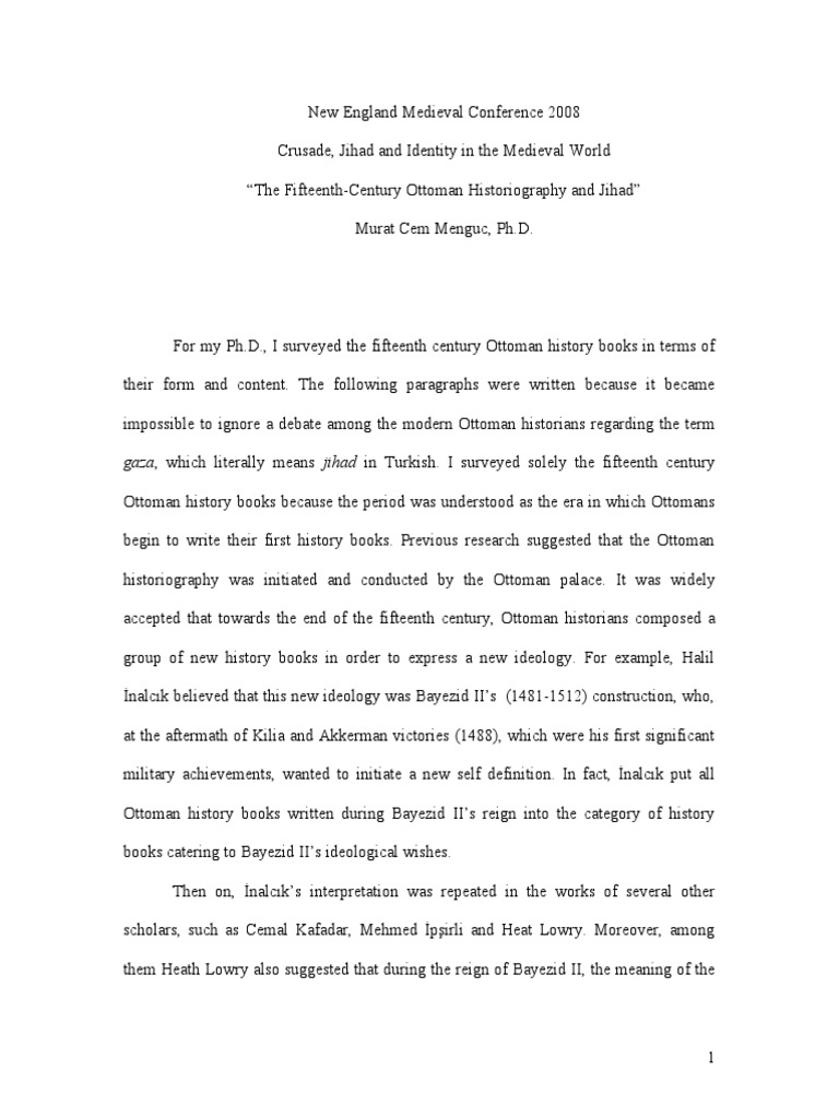 15th Century Ottoman Historiography and Download Free PDF Ottoman