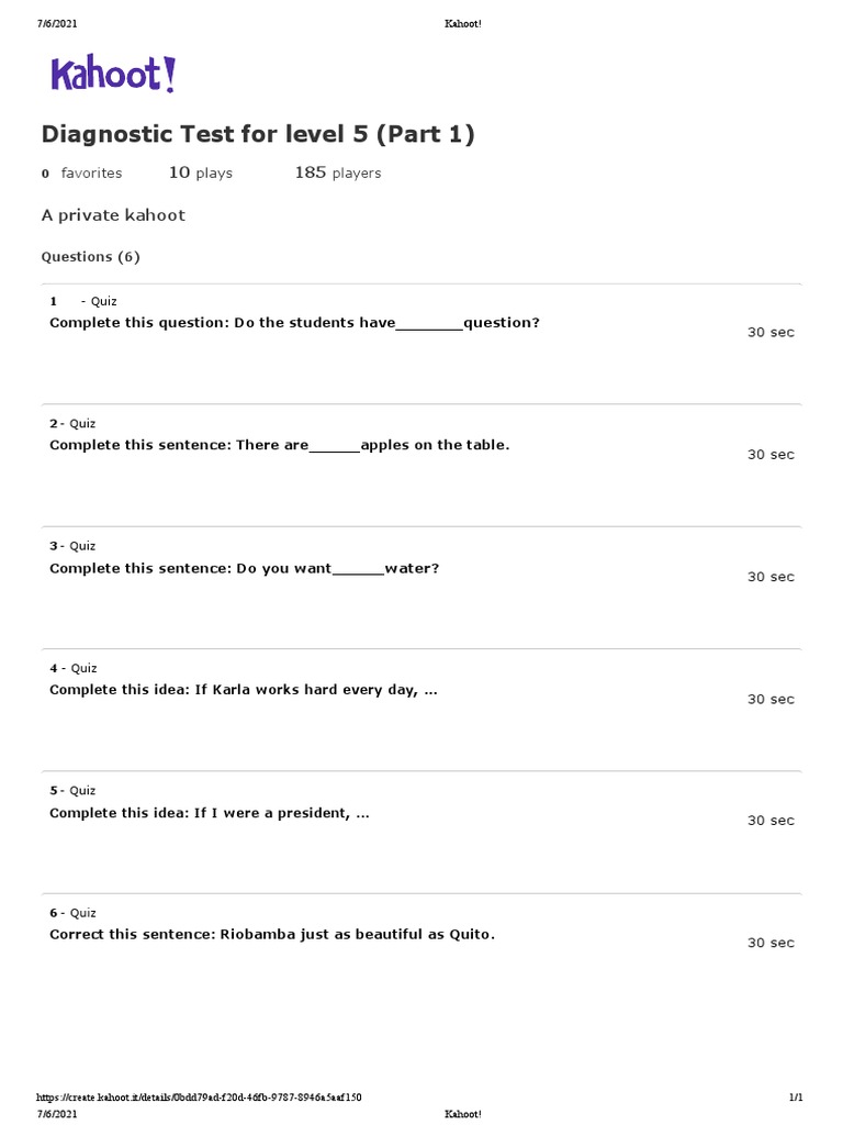 Kahoot! Part 1 and 2 PDF Quiz Games Educational Assessment And Evaluation