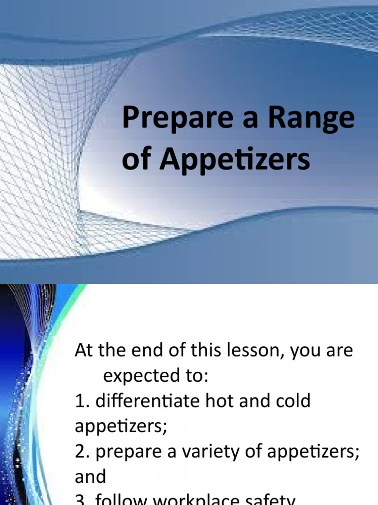 LESSON 10 (Prepare Range of Appetizers) WITH VIDEOS PDF Hors D
