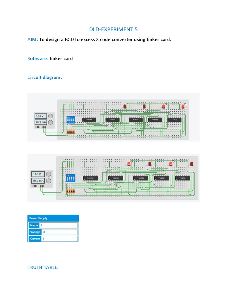 DLD EXE-5 - BCD To Excess 3 Code Converter Using Tinker Card | PDF