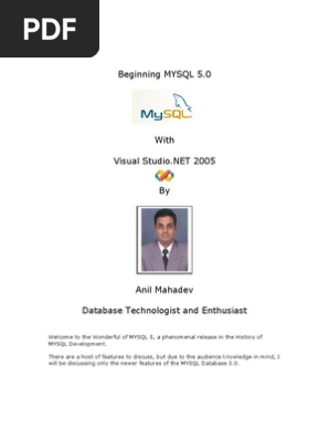 Beginning Mysql 5 With Visual Studio Net 05 My Sql Microsoft Visual Studio