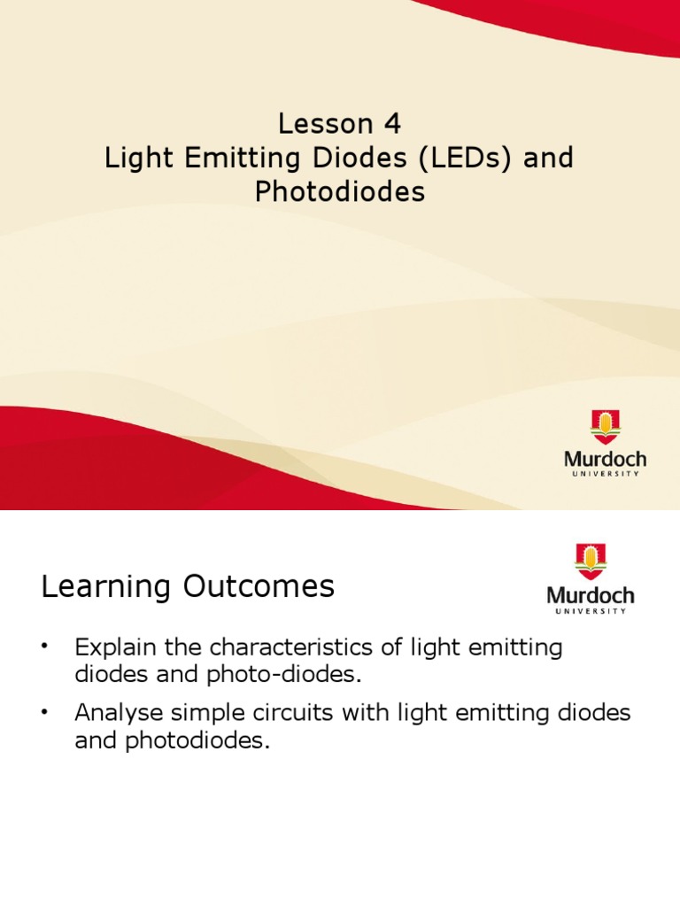 Lesson 4 - LEDs and Photodiodes | PDF | Diode | Light Emitting Diode