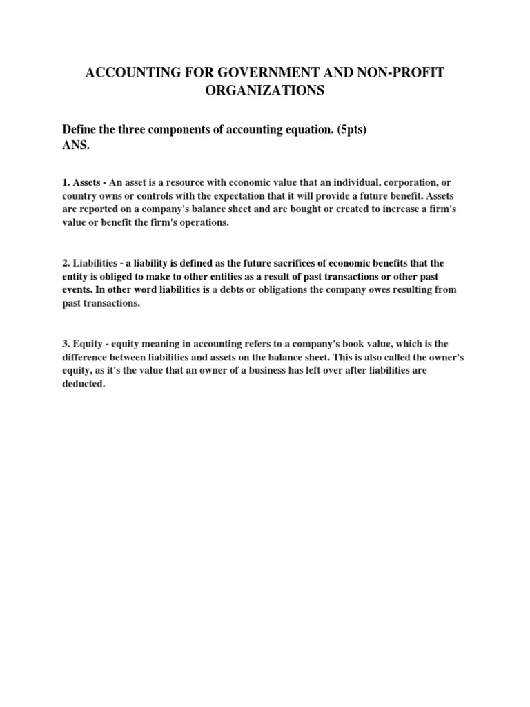 Accounting For Government and NonProfit Organizations Define The