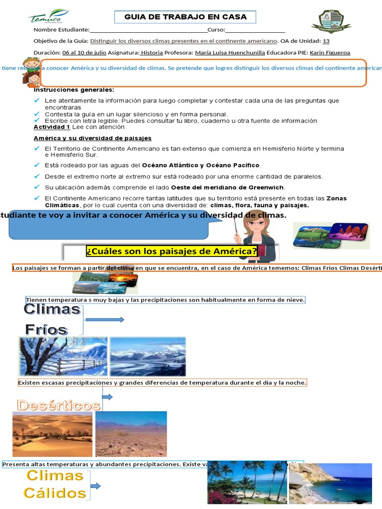 Climas y paisajes de América 4° básico | PDF | Clima | Américas