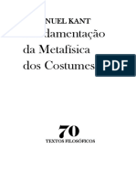 KANT, I. Fundamentação Da Metafísica Dos Costumes (Prefácio)