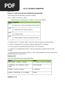 Ielts Listening Homework: May 8 2021 Exercise 1: Listen To The Talk and Complete The Note Below (t66)